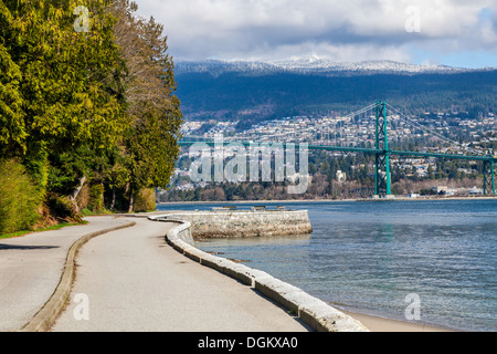 Vista del Ponte Lions Gate in Vancouver, British Columbia. Foto Stock