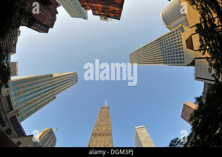 Fisheye shot, John Hancock Center, Chicago, Illinois, Stati Uniti d'America, USA, America del Nord Foto Stock