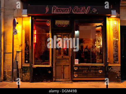 Piment Café, ebraica Marais Quartiere Borgo San Paolo, Parigi, Francia, Europa Foto Stock