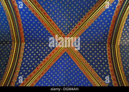 Costruzione del soffitto, cappella inferiore o la Chapelle Basse, Sainte-Chapelle ex cappella del palazzo, Île de la Cité, Parigi, Francia Foto Stock