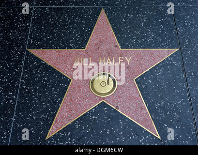 Terrazzo star per l'artista Bill Haley, categoria musicale, Walk of Fame, Hollywood Boulevard, Hollywood, Los Angeles, California Foto Stock