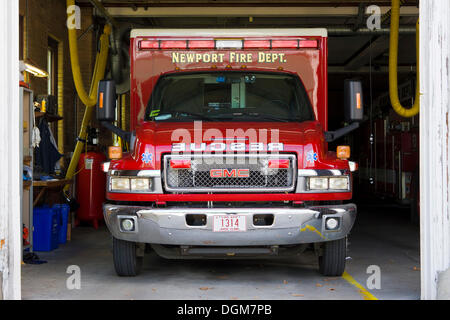 Camion dei pompieri a Newport, Rhode Island, New England, Stati Uniti d'America Foto Stock