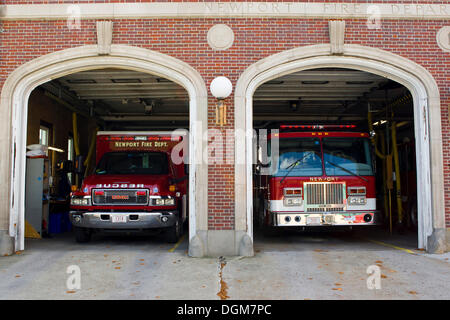 Camion fuoco a Newport, Rhode Island, New England, Stati Uniti d'America Foto Stock