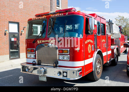 Camion dei pompieri a Newport, Rhode Island, New England, Stati Uniti d'America Foto Stock