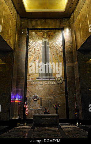 Empire State Building, la lobby, Manhattan, New York, New York, USA, America del Nord Foto Stock