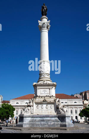 Statua del re pedro iv, Praça Dom Pedro IV, piazza Rossio, Baixa, Lisbona, Portogallo, Europa Foto Stock