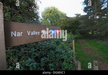 Segno per la valle di Nar modo vicino al West Acro in Norfolk, Inghilterra. Foto Stock