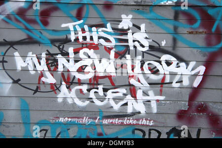 New York, New York, Stati Uniti d'America. Xxi oct, 2013. Una vista dell'artista inglese Banksy graffiti di arte "Questo è il mio New York accento: normalmente io scrivere come questo' situato sulla 10th Avenue e la 25th Street in West Chelsea. Questo pezzo è parte del Banksy "MEGLIO NEL RISPETTO ALL' un mese di risiedere a New York dove un nuovo lavoro è installata una volta al giorno in uno dei 5 quartieri della città. © Nancy Kaszerman/ZUMAPRESS.com/Alamy Live News Foto Stock