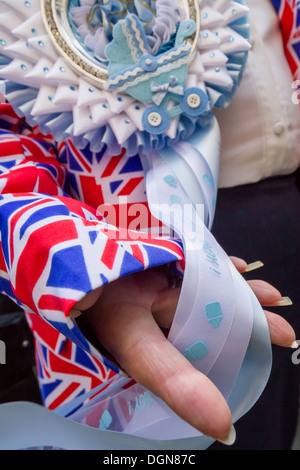 Royal i fan e la stampa attendere fuori dalle porte di St James's Palace come baby Prince George è battezzata. Londra, Regno Unito. Foto Stock