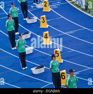 Volontari dei Campionati del Mondo di atletica leggera IAAF, 2009, nello Stadio Olimpico di Berlino, Berlino Foto Stock