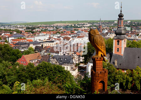 Kauzenburg castello sulla collina Kauzenberg, vista di Bad Kreuznach, Renania-Palatinato Foto Stock