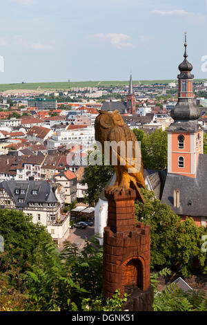 Kauzenburg castello sulla collina Kauzenberg, vista di Bad Kreuznach, Renania-Palatinato Foto Stock