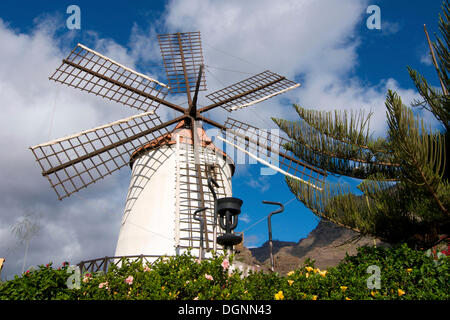 Mulino a vento sulla Gran Canarie, Isole Canarie, Spagna Foto Stock