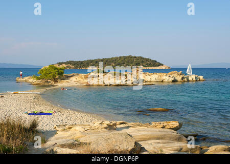 Lagonisi beach, Sithonia, Calcidica o Halkidiki, Grecia, Europa Foto Stock