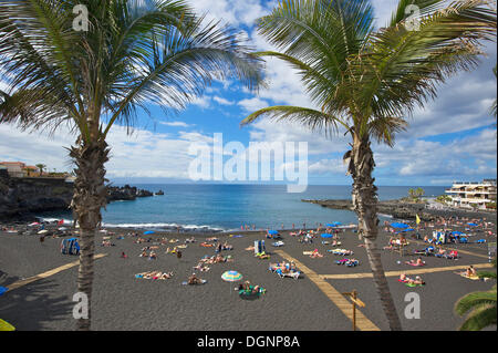 Playa Arena a Puerto Santiago, Tenerife, Isole Canarie, Spagna, Europa Foto Stock