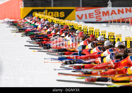 Coppa del Mondo di biathlon, presso il poligono di tiro, Anterselva, provincia di Bolzano, Italia, Europa Foto Stock