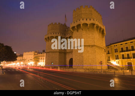 Torres de Serranos city gate, Valencia, Comunidad Valenciana, Spagna, Europa Foto Stock