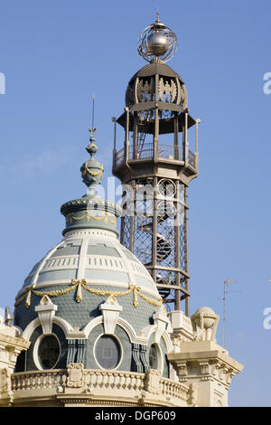 Torre del post office in Plaza del Ayuntamiento, Valencia, Comunidad Valenciana, Spagna, Europa Foto Stock