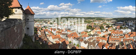 Vista da Schloss Hellenstein castello su Heidenheim, Svevo, Baden-Wuerttemberg Foto Stock