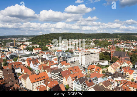 Vista da Schloss Hellenstein castello su Heidenheim, Svevo, Baden-Wuerttemberg Foto Stock