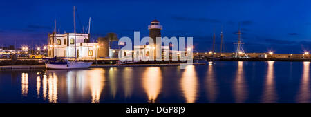 Ex faro in Playa Blanca, sulla Marina Rubicon, Lanzarote, Isole Canarie, Spagna, Europa Foto Stock