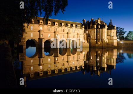 Château de castello di Chenonceau sul Cher, Dipartimento Indre-et-Loire, Regione Centro, Francia, Europa Foto Stock