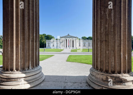 Vista dalla Collezione statale di antichità verso la Glyptothek Museo su Koenigsplatz square, Monaco di Baviera, Baviera superiore Foto Stock