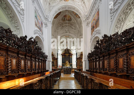 Coro, chiesa collegiata Baumgartenberg Mariae assunta, regione Muehlviertel, Austria superiore, Austria, Europa Foto Stock