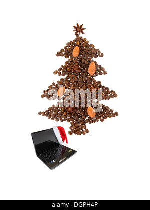 Simbolo di Natale realizzata da chicchi di caffè. Foto Stock