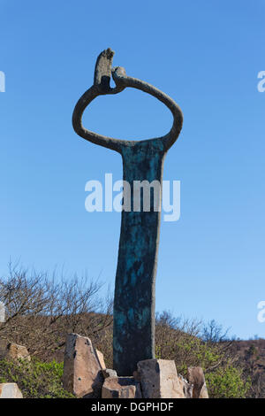 La scultura come un memoriale per il silbo Gomero o 'el Silbo', fischiato la lingua, Mirador de Igualero, Igualero, La Gomera Foto Stock