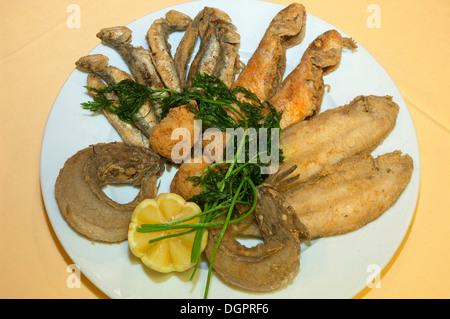 Tipico pesce fritto, regione dell'Andalusia, Spagna, Europa Foto Stock