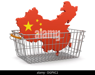 Shopping basket e Cina mappa (percorso di clipping incluso) Foto Stock