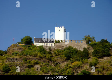 Castello di collina, Castello di Burg Liebenstein vicino a Champ-Bornhofen, uno dei Feindlichen Brueder, castelli del cosiddetto Adversarial Foto Stock