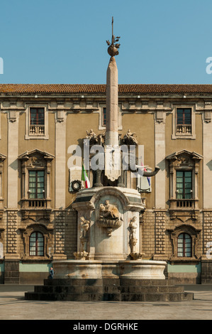 L'elefante obelisco, Catania, Sicilia, Italia Foto Stock