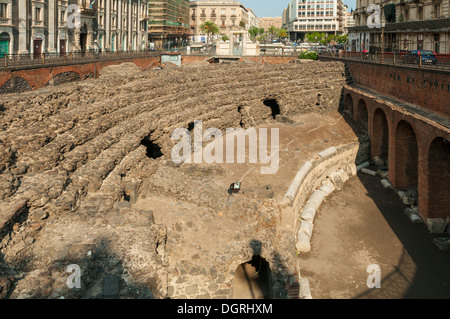 Anfiteatro romano, Catania, Sicilia, Italia Foto Stock