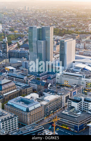 Sunrise, Frankfurt city center, PalaisQuartier progetto Thurn und Taxis Square, parte del progetto Frankfurt Hoch Vier Foto Stock