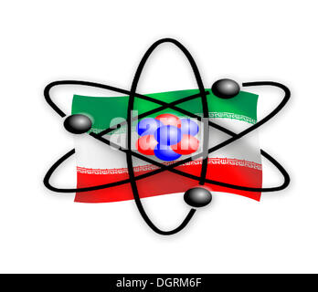 Immagine simbolica, controversia nucleare tra Iran e le Nazioni Unite, la comunità internazionale, illustrazione Foto Stock