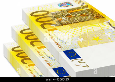 Fasci di 200 banconote in euro Foto Stock