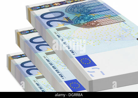 Fasci di 20 banconote in euro Foto Stock