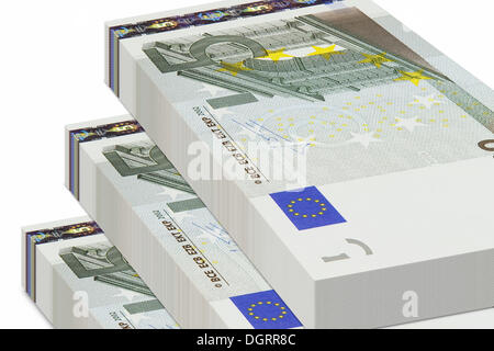 Fasci di 5 banconote in euro Foto Stock