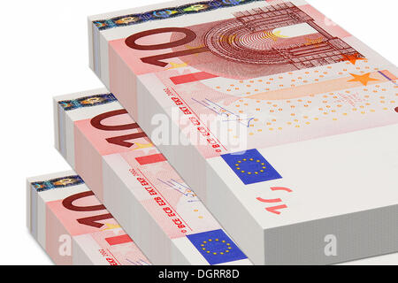 Fasci di 10 banconote in euro Foto Stock