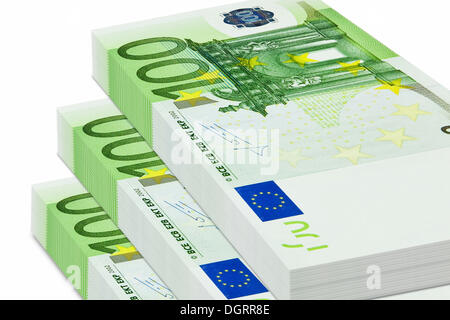 Fasci di 100 banconote in euro Foto Stock