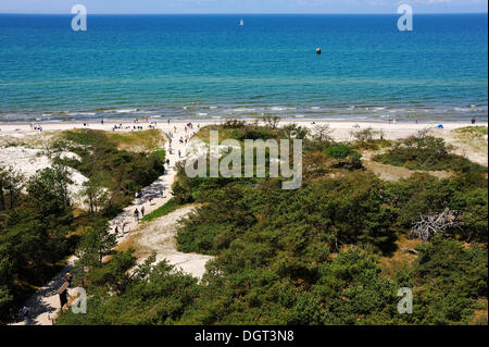 Visualizza fo la transizione di Darsser Ort al Baltic coast beach, Darsser Ort, Baltico resort di Prerow, Darss Foto Stock