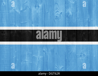 Splendida Bandiera del Botswana dipinta su un asse di legno texture Foto Stock
