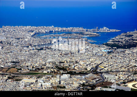 Fotografia aerea di Sliema e La Valletta, Malta Isola, Europa Foto Stock