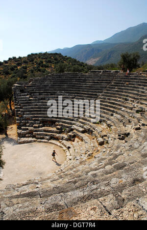 Anfiteatro di Kas, teatro antico, Lycian coast, Provincia di Antalya, Mediterraneo, Turchia, Eurasia Foto Stock