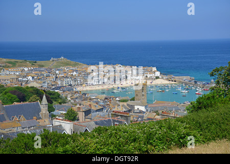 La vista del porto, St Ives, Cornwall, England, Regno Unito Foto Stock