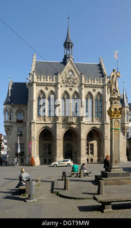 Municipio, piazza Fischmarkt, Erfurt, Turingia Foto Stock