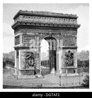 L'Arc de Triomphe o il grande arco trionfale a Parigi, illustrazione storico in Deutsche Literaturgeschichte o tedesco Foto Stock