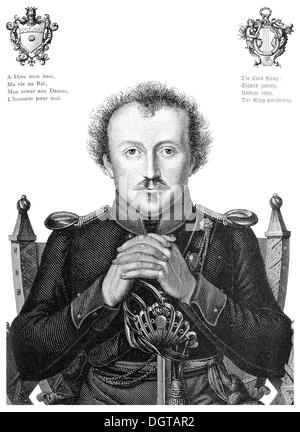 Il barone Friedrich de la Motte Fouqué, 1818, storico illustrazione da Deutsche Literaturgeschichte, una storia di tedesco Foto Stock